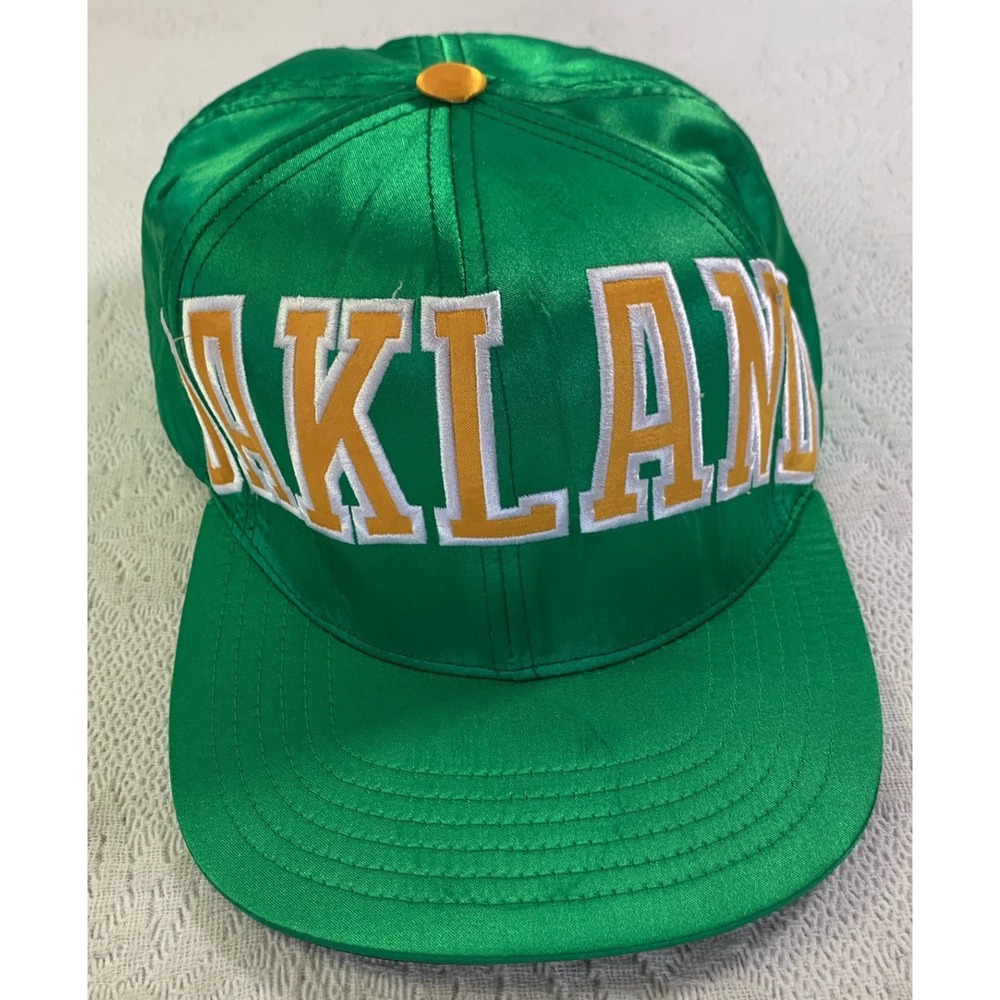 American Needle Oakland Athletics Hat Green Satin Cooperstown Snapback A's Cap